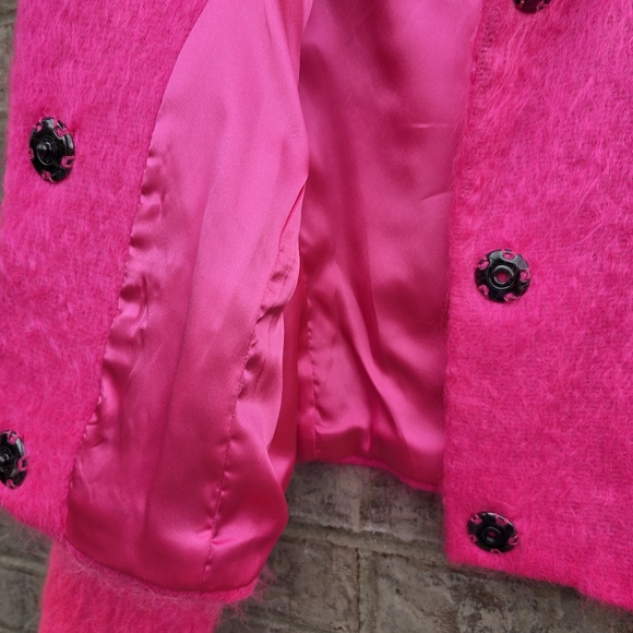 Milly New York Bright Barbie Pink Mohair Wool 3/4 sleeve Jacket Coat Blazer Sz.4 - Picture 10 of 15